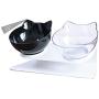 Luck Dawn Double Dog Cat Bowls with Raised Stand, 15 Degree Tilted Design Neck Guard Stand Raised Pet Food Water Feeder Bowl for Cats or Small Dogs