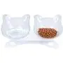 Joyshare Double Cat Food Bowls with Raised Stand, 15°Tilted Platform Cat Feeders Water Bowl, Stress-Free for Cats and Small Dogs, Non Slip and Durable, Gift for Pets