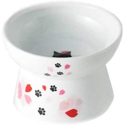 NECO ICHI Necoichi Raised Cat Food Bowl, Stress Free, Backflow Prevention, Dishwasher and Microwave Safe, Made to EC & ECC European Standard (Sakura Limited Edition)