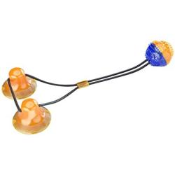 ocijf179 Pet Chew Toy Pet Anti Bite Teeth Cleaner Toothbrush Dog Puppy Double Suction Cups Chew Toy - Blue + Orange