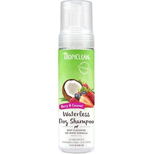 TropiClean Waterless Shampoos for Pets - Made in USA - No Rinse - Apply, Brush and Dry - Naturally Derived Ingredients - Soap Free - Great for Parks, Beaches, Hikes and Road Trips