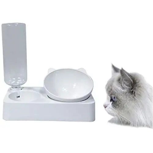 Luck Dawn Dog Cat Automatic Water Bowl with Raised Stand, 0-15 Degree Adjustable Tilted Design Neck Guard Stand Raised Elevated Pet Food Water Feeder Bowl Set for Cats or Small Dogs Luck Dawn Dog Cat Automatic Water Bowl with Raised Stand, 0-15 Degree Adjustable Tilted Design Neck Guard Stand Raised Elevated Pet Food Water Feeder Bowl Set for Cats or Small Dogs