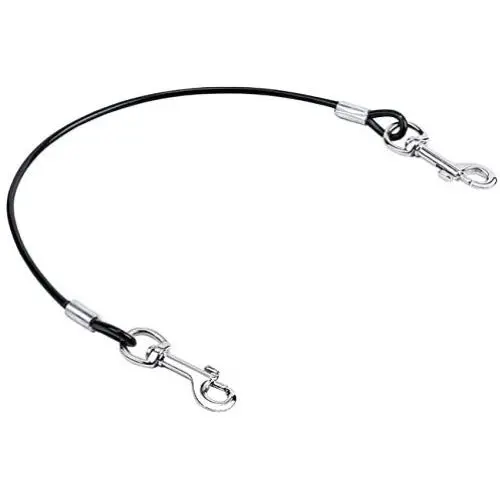 Mogoko Pet Car Seat Belt Restraint, Coated Stainless Steel Chew Proof Dog Safety Vehicle Tether Cable, Double Handle Black Leashes Rope for Pet Harness-4 Sizes Mogoko Pet Car Seat Belt Restraint, Coated Stainless Steel Chew Proof Dog Safety Vehicle Tether Cable, Double Handle Black Leashes Rope for Pet Harness-4 Sizes