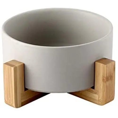 llkajes Ceramic Raised Cat Bowl Food Water Dog Basic Bowl with Anti-Slip Wooden Stand Protect Neck Joints Pet Feeding Bowls Easy to Clean Healthy Eating llkajes Ceramic Raised Cat Bowl Food Water Dog Basic Bowl with Anti-Slip Wooden Stand Protect Neck Joints Pet Feeding Bowls Easy to Clean Healthy Eating