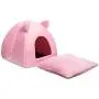 Hollypet Pet Bed, Self-Warming 2 in 1 Cat Tent Cave for Kittens and Small Dogs, 16 x 16 x 17 inches Triangle Feline House Hut with Washable Cushion for Indoor Outdoor