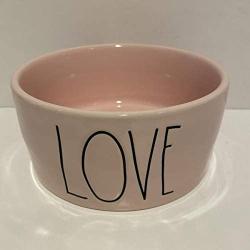 Rae Dunn LOVE Pet Bowl Dog or Cat Pink - Ceramic - 6 in