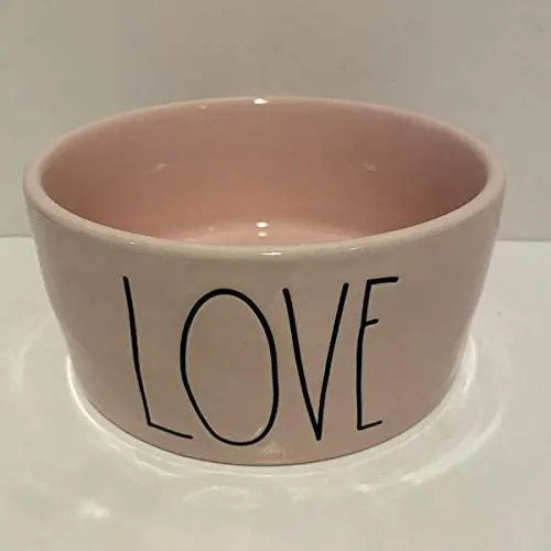 Rae Dunn LOVE Pet Bowl Dog or Cat Pink - Ceramic - 6 in