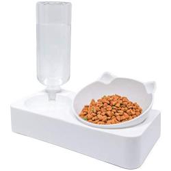 Companet Cat Dog Automatic Water and Food Bowls,Tilted Cat Food Bowl Water Food Bowl Double 0-15°Adjustable Tilted Water and Food Bowl Set,Raised Pet Bowl for Cats or Small Dogs