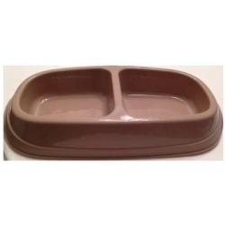 Sterlite Double Pet Dish Small Brown Color BPA Free Dog Cat Animal Feeding Portable Travel Bowl Made in USA