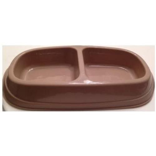 Sterlite Double Pet Dish Small Brown Color BPA Free Dog Cat Animal Feeding Portable Travel Bowl Made in USA