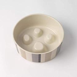 PetRageous 12017 Metro Slowfeed Dishwasher Safe Dog Food Bowl with 4-Cup Capacity 7-Inch Diameter 2.25-Inch Tall for Medium and Large Dogs and Cats, Multi-Colored, Off-White