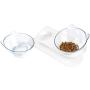 Elevated Cat Bowls with Raised Stand, 15° Tilted Cat Food & Water Bowl Set, Pet Feeding Bowls for Cats and Small Dogs