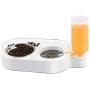 ELSPET 2 in1 Cats Gravity Waterer/Cats Food Bowl, Anti-Spill Raised Side/Anti-Slip Base, Pet Automatic Water Dispenser with Detachable Bowl and 500ml Water Bottle