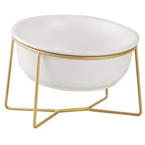 LIONWEI LIONWELI Glass Tilted Elevated Cat Dog Bowl Raised Cat Food Water Bowl Dish Pet Comfort Feeding Bowls with Gold Iron Stand LIONWEI LIONWELI Glass Tilted Elevated Cat Dog Bowl Raised Cat Food Water Bowl Dish Pet Comfort Feeding Bowls with Gold Iron Stand