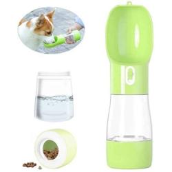 ARQFSMY Water Bottle for Cat and Dog, Portable Pet Multifunctional 8.7oz Water Dispenser, and 6.8oz Food Store Bowl, for Outdoor Walking or Travel, Light Food Grade Plastic