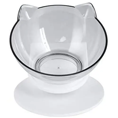 HATELI Cat Dog Double Bowls with Pet Automatic Water Dispenser & Non-Skid Base Dish | Detachable Dog Plastic Feeder Bowl No-Spill Pet Food Water Bowls for Small Cats