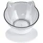 HATELI Cat Dog Double Bowls with Pet Automatic Water Dispenser & Non-Skid Base Dish | Detachable Dog Plastic Feeder Bowl No-Spill Pet Food Water Bowls for Small Cats
