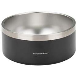 Mind Reader Stainless Steel Slip Non Skid Large Capacity Dog Bowl 8 Cups, 64 Oz, Black