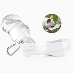 Flexzion Dog Water Bottle with Foldable Bowl Holder Drink Cup Tray Stand Attachment for Walking, Travel Drinking Dispenser Hanging Buckle Accessory for Pets, Dogs, Cats, Small Animals