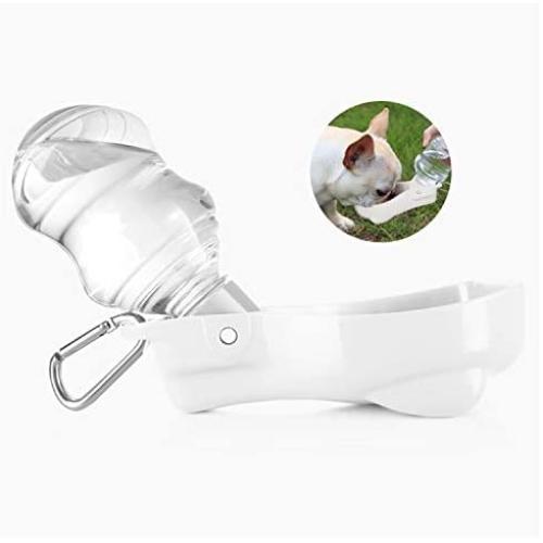 Flexzion Dog Water Bottle with Foldable Bowl Holder Drink Cup Tray Stand Attachment for Walking, Travel Drinking Dispenser Hanging Buckle Accessory for Pets, Dogs, Cats, Small Animals