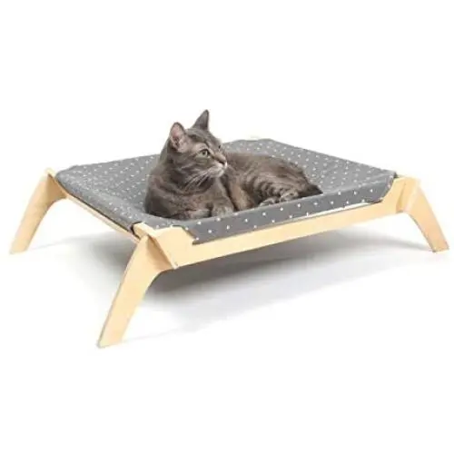Primetime Petz Pet Lounge, Raised Indoor Pet Bed for Cats or Small Dogs, Reversible Fabric Hammock (Neutral Paint Spots/Crosses) Primetime Petz Pet Lounge, Raised Indoor Pet Bed for Cats or Small Dogs, Reversible Fabric Hammock (Neutral Paint Spots/Crosses)