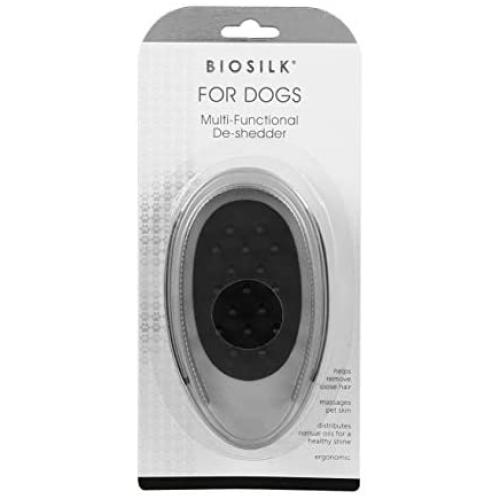 BioSilk for Dogs Combo Deshedding and Massage Palm Dog Brush for All Dogs | 2-in-1 Deshedding Palm Brush for Dogs and Massage Dog Brush, Suitable for Dogs with Long or Short Hair, Silver, FF13205