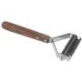 PetQoo Dematting Comb for Dogs - Double Sided Shedding and Dematting Undercoat Rake Comb for Dogs and Cats, Extra Wide, Stainless Steel with Wooden Handle, Gently Removes Undercoat Knots Mats