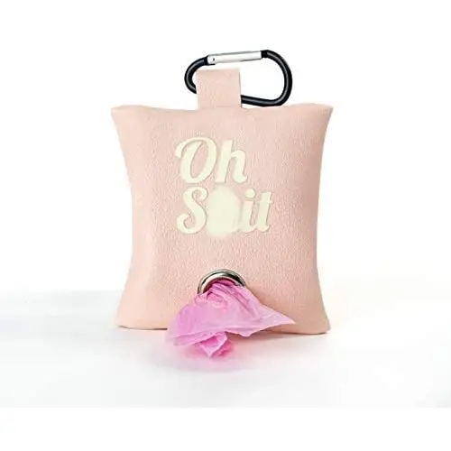 RoyallK Dog Poop Bag Waste Bag Dispenser Holder Bag Cute Funny (Pink (White Lettering))