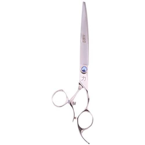 ShearsDirect Japanese 440C Stainless Steel Curved Shear with Swivel Off Set Handle Design, 8-Inch