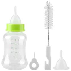 Yolispa Puppy Feeding Bottle Set with Scale Transparent Silicone Nipple Brush Washable Durable Nursing Tools 5oz 150ml for Milk Water Liquor