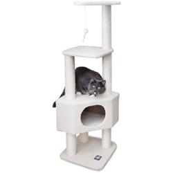 Majestic Pet 52'' Cat Tree with Scratch Posts, Hideout, Dual Perches, Hanging Toy