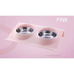 ikjuh Double Pet Bowls Stainless Steel for Dogs Cats Food and Water Spine Protection Easy Clean Safety Material Whisker Friendly No Spill Non-Slip