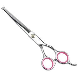 LILYS PET 7.0''/7.5'' Round-TIP Safety Professional Stainless Steel PET Dog Cat Grooming Scissors Set,Pink Ring, Cutting&Curved&Thinning Shears Set