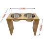 MMM YUMMY Raised dog bowls - Elevated Pet Feeder for Medium and Big Dogs - Made of Eco-Friendly Bamboo with 2 Removable Stainless Steel Food Bowls