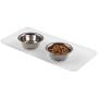 mDesign Premium Quality Pet Food and Water Bowl Feeding Mat for Cats and Kittens - Waterproof Non-Slip Durable Silicone Placemat - Raised Edges, Food Safe, Non-Toxic - Small, 2 Pack - Clear