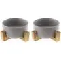 Micro Traders 2Pcs Ceramic Cat Dog Bowl, with Bamboo Elevated Stand for Puppy Kitten Pet Raised Feeder Gift Dishwasher-Safe Grey Micro Traders 2Pcs Ceramic Cat Dog Bowl, with Bamboo Elevated Stand for Puppy Kitten Pet Raised Feeder Gift Dishwasher-Safe Grey