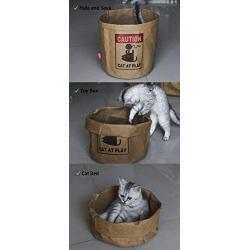Petism Crinkle Paper Cat Bag Cat Caves for Indoor Cats, Unbreakable Kraft Paper Cat Toy Basket, Cat Hideaway Toy Box, Cat Toy Storage Box.