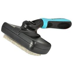 Vets Pride USA Self-Cleaning Slicker Dog Brush for Shedding - Cat and Dog Grooming Brush Removes Tangled Hair and Loose Undercoat - Easily Remove Hair from Shedding Brush with Press of a Button