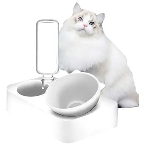 Double Dog Cat Bowls , 2 in1 Cats Waterer Cats Food Bowl Pet Automatic Water Dispenser Dogs Cats Waterer Feeder Bowl for Cats , Small Dog or Other Animals (L) Double Dog Cat Bowls , 2 in1 Cats Waterer Cats Food Bowl Pet Automatic Water Dispenser Dogs Cats Waterer Feeder Bowl for Cats , Small Dog or Other Animals (L)