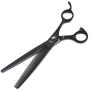 Freelander Pet Grooming Scissors Kit 8 inches Dog Grooming Set Black Used for Dog or Cat with Cutting Scissors, Thinning Shear, Curved Scissors, Grooming Comb