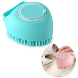 Nother Dog Massage Brush Shampoo Dispenser Cat Soft Grooming Comb Pet Shampoo Bath Brush for Shedding Hair Soft Rubber Scrubber Tool for Small Animals with Short or Long Hair