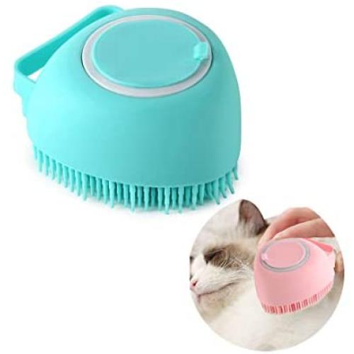 Nother Dog Massage Brush Shampoo Dispenser Cat Soft Grooming Comb Pet Shampoo Bath Brush for Shedding Hair Soft Rubber Scrubber Tool for Small Animals with Short or Long Hair