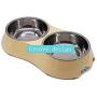 Double Dog Cat Bowls Double Food-Grade Melamine Premium Stainless Steel Pet Bowls Pet Food Water Feeder for Medium pet No More Than 40 pounds