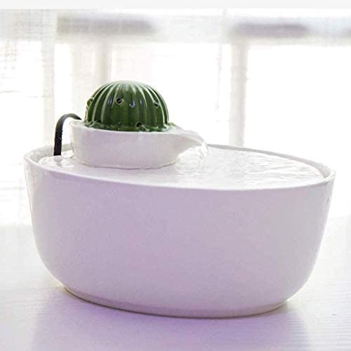 Cat Water Fountain,Ceramic Pet Drinking Dispenser for Cats and Dogs, Circulation Silent Non-slip Portable Water Bowl 1.3L
