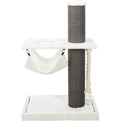 Royal Pet Club Bellaire Cream/Gray Designer Cat Scratching Post Tower, with Oversized Post, Four Corner Hammock, Two Platforms, Sturdy Play Rope, Contemporary Style, 44727