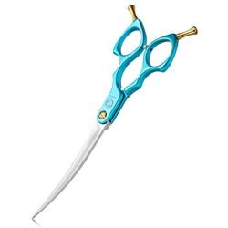 DRAGON RIOT 6.5'' Professional Dog Grooming Scissors Pet Hair Thinning Shear Ultra Lightweight Curved Grooming Shear for Dogs and Cats Aluminum Handle