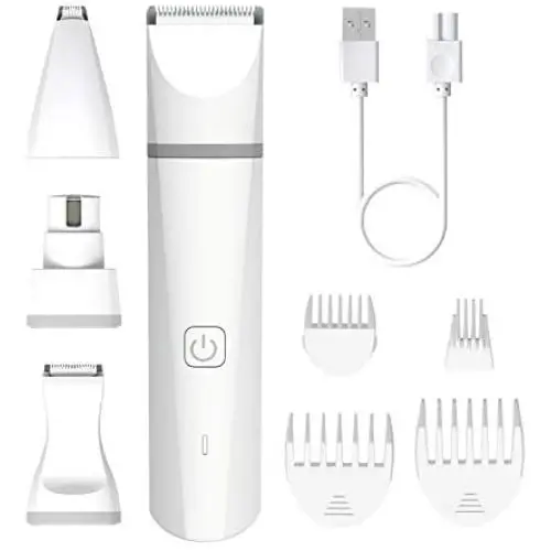 Rolife Dog Nail Grinder 4 in 1, Quiet Grinding Dog Nail File, Nail & Hair Trimmer with 1 Grinder Wheel and 3 Shaving Blades for Large,Medium and Small Dogs and Cats
