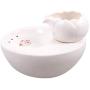 THMY Ceramic Cat Drinking Water Fountain,1.3 Liters Pet Water Fountains for Cats and Dogs,Electric Pet Water Dispenser with Quiet Pump and 5 Replacement Filters - White Lotus Style