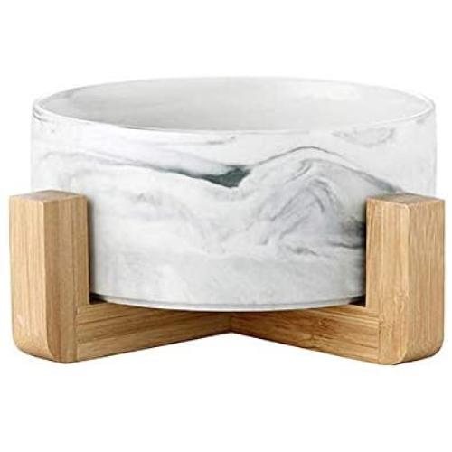 PICKME Ceramic Pet Bowls with Stand, Dog Cat Water Bowl and Food Dish -Heavy Weighted & No Tip Over Pet Comfort Feeding Bowls, Easy to Clean