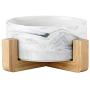 PICKME Ceramic Pet Bowls with Stand, Dog Cat Water Bowl and Food Dish -Heavy Weighted & No Tip Over Pet Comfort Feeding Bowls, Easy to Clean